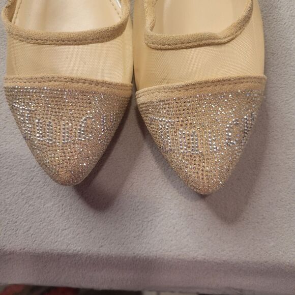 JUICY COUTURE ointed toe Flats Shoes Size 7.5 tan/gold Sparkled - Picture 6 of 8